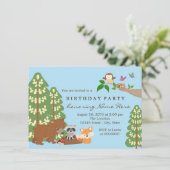 Childrens Woodland Birthday Party Einladung (Stehend Vorderseite)