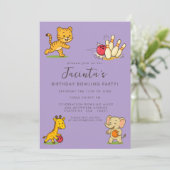 Childrens Zehn Button Bowling Geburtstagspartei Einladung (Stehend Vorderseite)