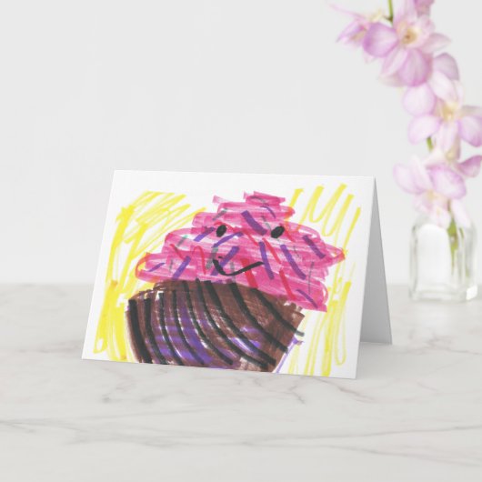 Child's Art Cute Cupcake Karte (Orchidee)