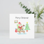 Child's Art Style Santa and Cookies Flat Greeting Karte (Stehend Vorderseite)