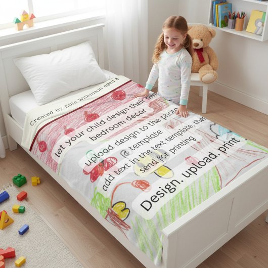 Childs Artwork Colorful Abstract Kids Drawing Fleecedecke