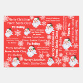 Child's Name Santa Christmas Red & Green 3 Gift Geschenkpapier Set (Vorderseite 3)