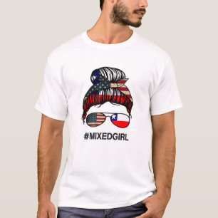 Chile American Flag - USA - Chilenische Messy Bun T-Shirt