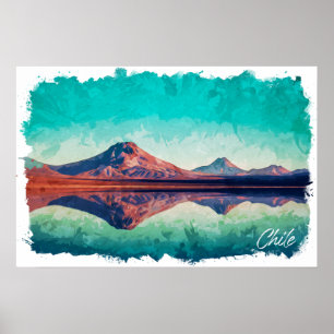 Chile Atacama Wüste Vintage Reise Poster