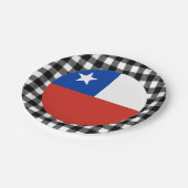 Chile, Büffel, kariert und chilenische Flagge Pappteller (Schrägansicht)