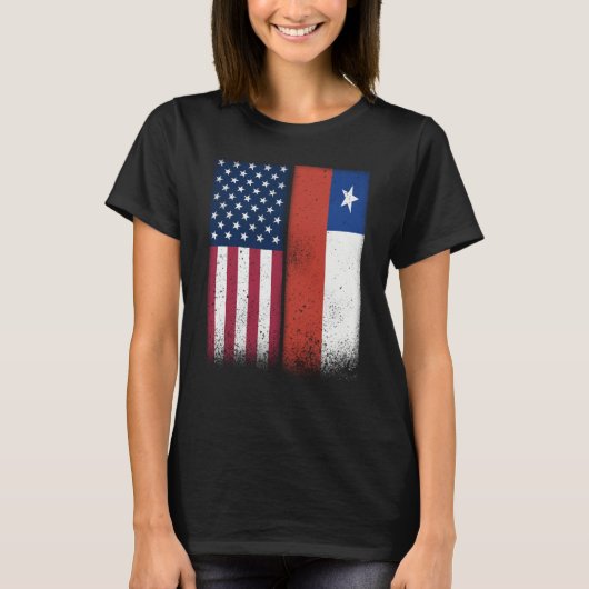 Chile Chilean American Flags Proud USA Chile T-Shirt (Vorderseite)