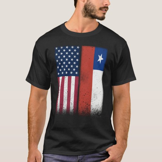 Chile Chilean American Flags Proud USA Chile T-Shirt (Vorderseite)
