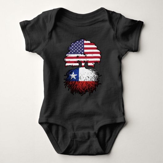 Chile Chilenan American USA Tree Roots Flag Baby Strampler (Vorderseite)