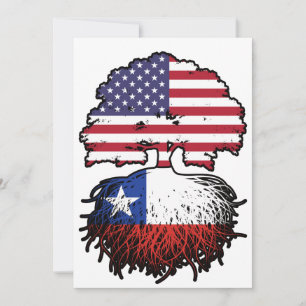 Chile Chilenan American USA Tree Roots Flag Einladung