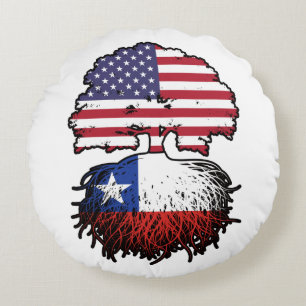 Chile Chilenan American USA Tree Roots Flag Rundes Kissen