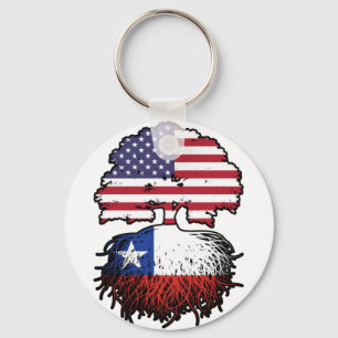 Chile Chilenan American USA Tree Roots Flag Schlüsselanhänger