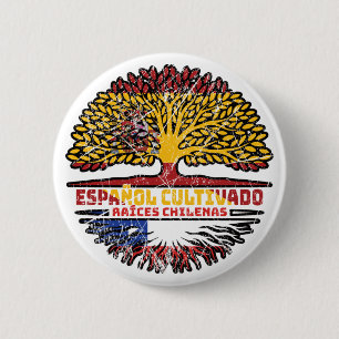 Chile Chilene Spanien Spanisch Baumwurzeln Flagge Button