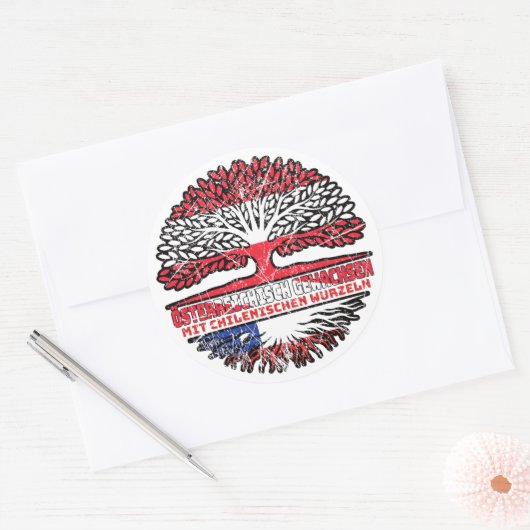 Chile Chilenisch Österreichisch Österreich Baum Runder Aufkleber (Umschlag)