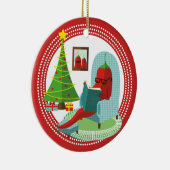 Chile-Chilipfeffer-Lesebuch Weihnachtsverzierung Keramik Ornament (Rechts)