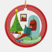 Chile-Chilipfeffer-Lesebuch Weihnachtsverzierung Keramik Ornament (Hinten)