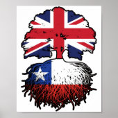 Chile Chillean British UK Tree Roots Flag Poster (Vorne)