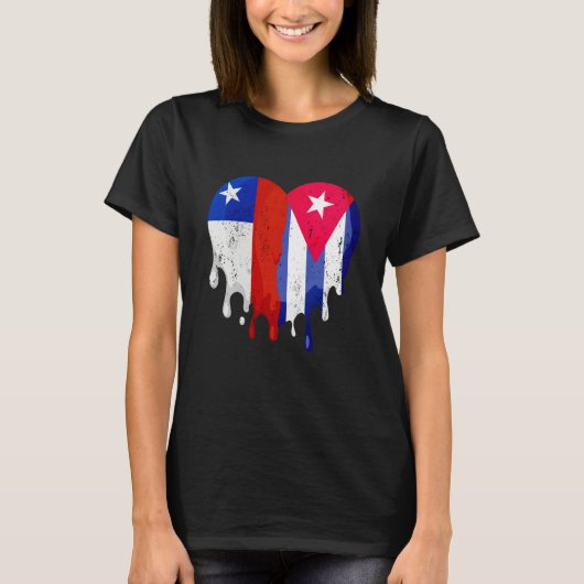 Chile Cuba Flag Heart Citizen Grown Patriot Countr T-Shirt (Vorderseite)