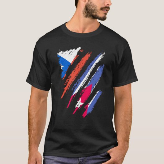 Chile Flag Cuba Grown Patriot Country Stripes T-Shirt (Vorderseite)