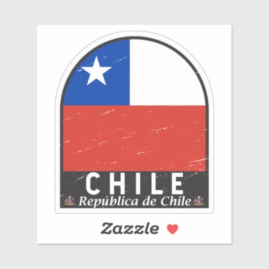 Chile Flag Emblem Distressed Vintage Aufkleber (Blatt)