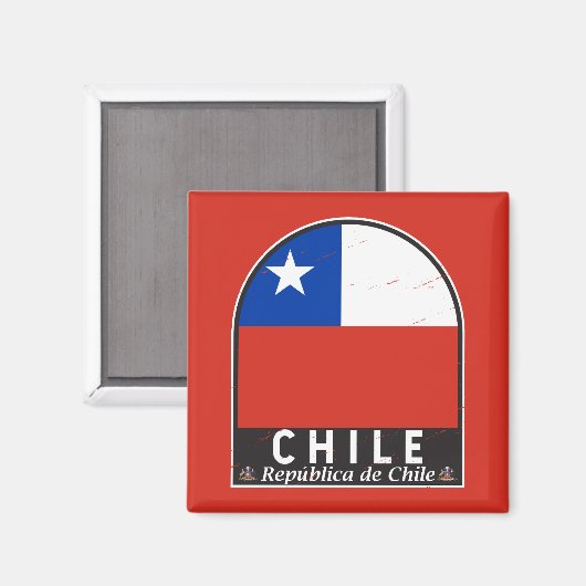 Chile Flag Emblem Distressed Vintage Magnet (Vorderseite/Rückseite)