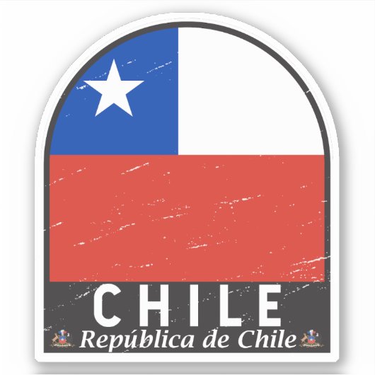 Chile-Flag-Emblem gestört Vintag Aufkleber (Vorderseite)