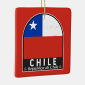 Chile-Flag-Emblem gestört Vintag Keramikornament (Rechts)