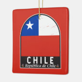 Chile-Flag-Emblem gestört Vintag Keramikornament (Links)