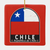 Chile-Flag-Emblem gestört Vintag Keramikornament (Rückseite)
