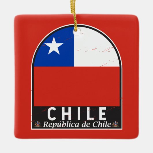 Chile-Flag-Emblem gestört Vintag Keramikornament (Vorderseite)