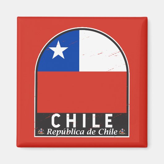 Chile-Flag-Emblem gestört Vintag Magnet (Vorne)