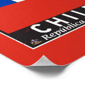 Chile-Flag-Emblem gestört Vintag Poster (Ecke)
