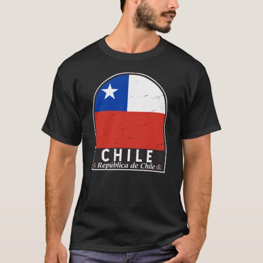 Chile-Flag-Emblem gestört Vintag T-Shirt (Vorderseite)