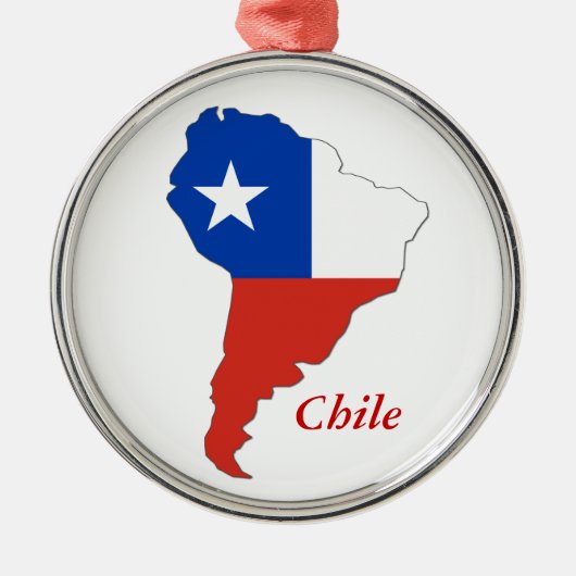 Chile Flag Map South America Christmas Ornament Aus Metall (Vorne)