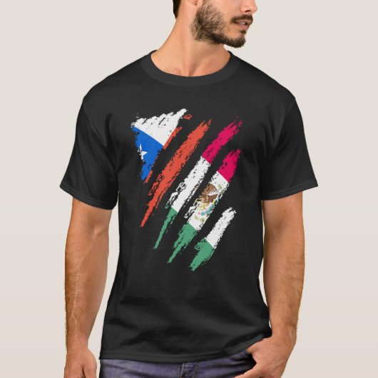 Chile Flag Mexico Grown Patriot Country Stripes T-Shirt (Vorderseite)