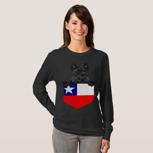 Chile Flag Scottish Terrier Dog In Pocket T-Shirt (Vorne ganz)