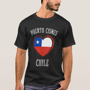 Chile-Flagge Herz Puerto Cisnes Stadt T-Shirt