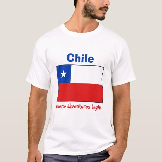 Chile-Flagge + Karte + Text-T - Shirt (Vorderseite)