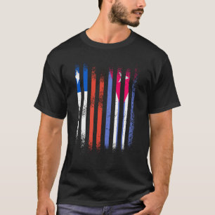Chile Flagge Kuba Grosse Länderflaggen Streifen T-Shirt