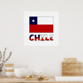 Chile-Flagge und Farbname Poster (Küche)