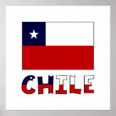 Chile-Flagge und Farbname Poster (Vorne)