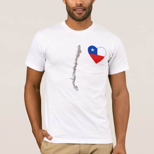 Chile-Flaggen-Herz und Karten-T - Shirt (Vorderseite)