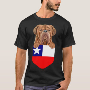 Chile-Flaggendogues de Bordeaux-Hund in Tasche T-Shirt