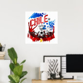 Chile-Fußball-T - Shirt und Fußballfans Poster (Heimbüro)