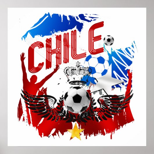 Chile-Fußball-T - Shirt und Fußballfans Poster (Vorne)