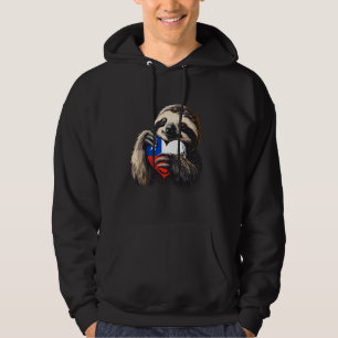 Chile Heart Sloth Chillean Pride Chillean Roots Ch Hoodie