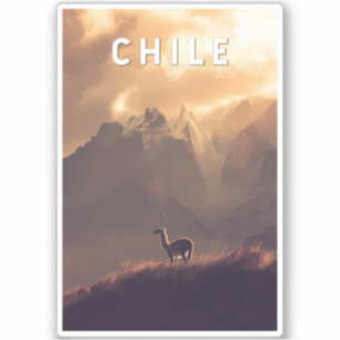 Chile-Illustration Reise Kunst Vintage Aufkleber