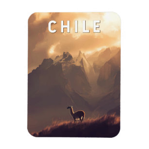 Chile Illustration Reise Kunst Vintage Magnet