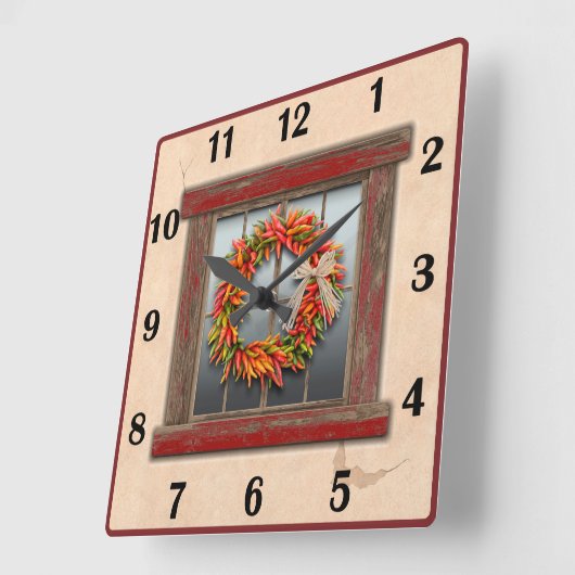 Chile im Südwesten Rotes Fenster - Grundnummern Quadratische Wanduhr (Winkel)