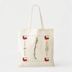 Chile-Karte + Flaggen-Tasche Tragetasche