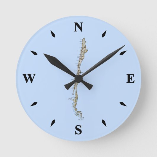 Chile-Kartenuhr Runde Wanduhr (Vorderseite)
